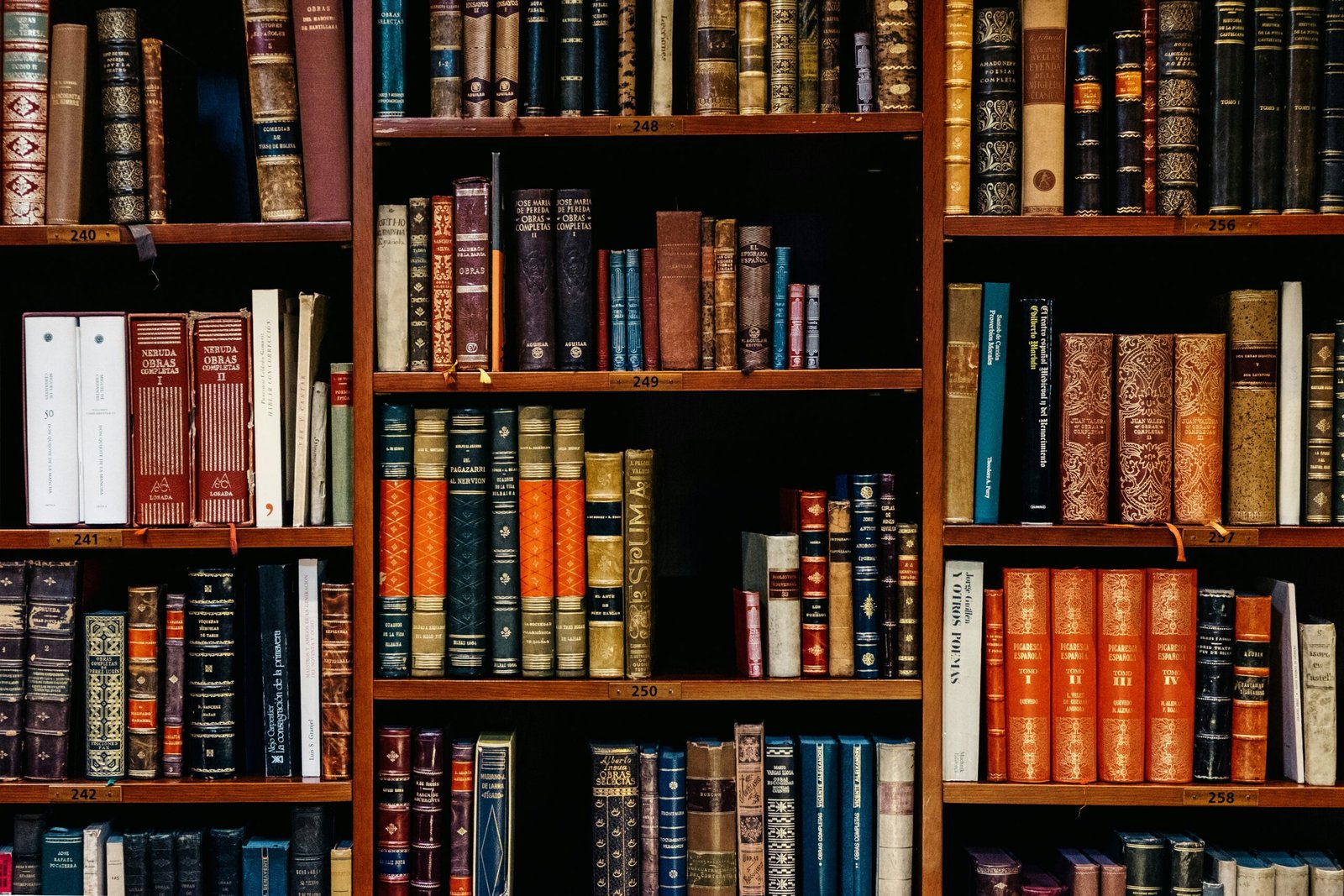 assorted-title of books piled in the shelves